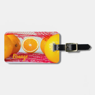 Orange fruit for vegan and vegeatrian luggage tag