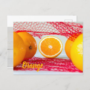 Orange fruit for vegan and vegeatrian postcard