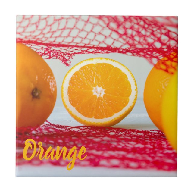 Orange fruit for vegan and vegeatrian tile (Front)
