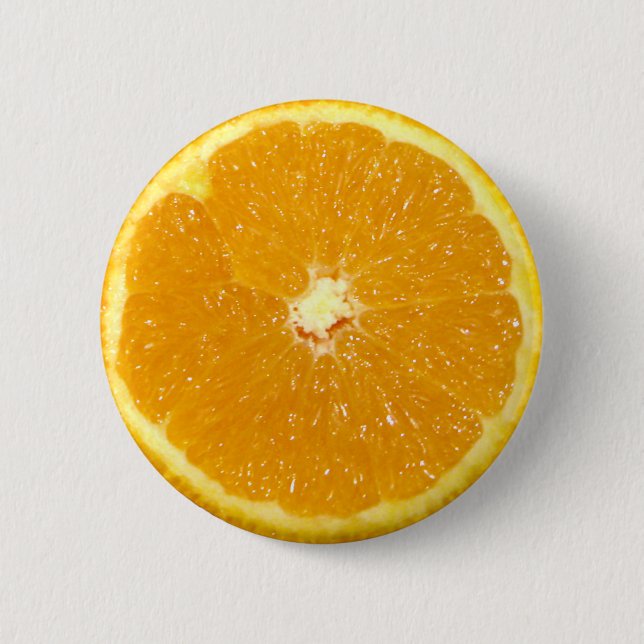 Orange Fruit Fresh Slice 2 Inch Round Button (Front)