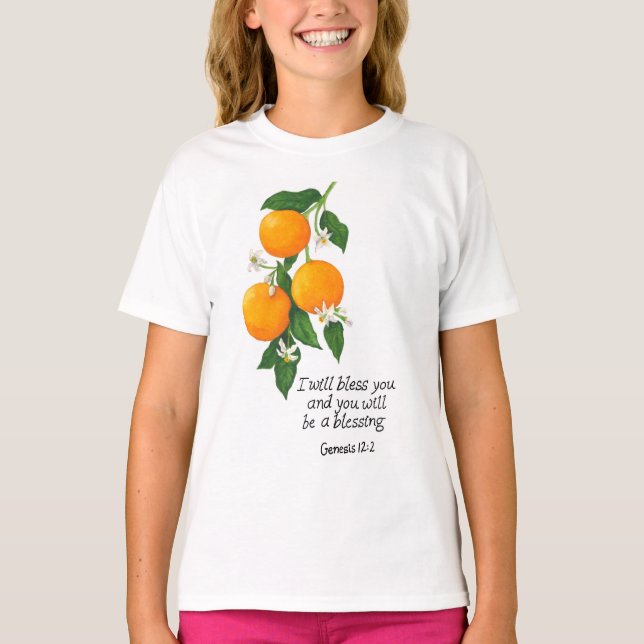 Orange Fruit Genesis 12:2 T-Shirt (Front)