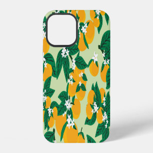 Orange fruit: green vintage pattern. iPhone 12 case