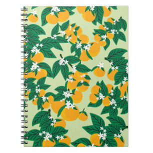 Orange fruit: green vintage pattern. notebook