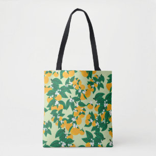 Orange fruit: green vintage pattern. tote bag