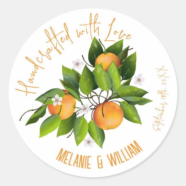 Orange Fruit Jam Classic Round Sticker (Front)