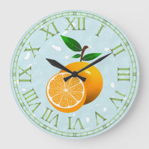 Orange Fruit Large Clock