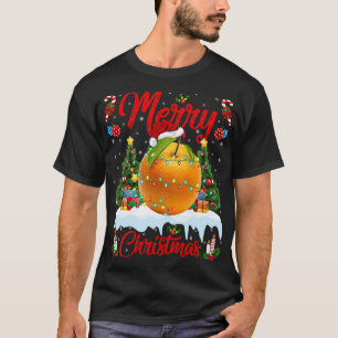Orange Fruit Lights Xmas Tree Santa Orange Christm T-Shirt