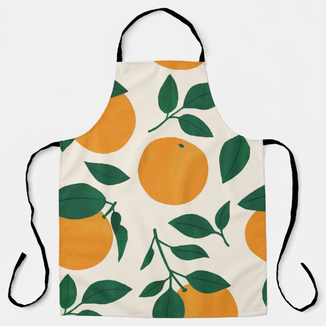 Orange Fruit Pattern Illustration Apron (Front)