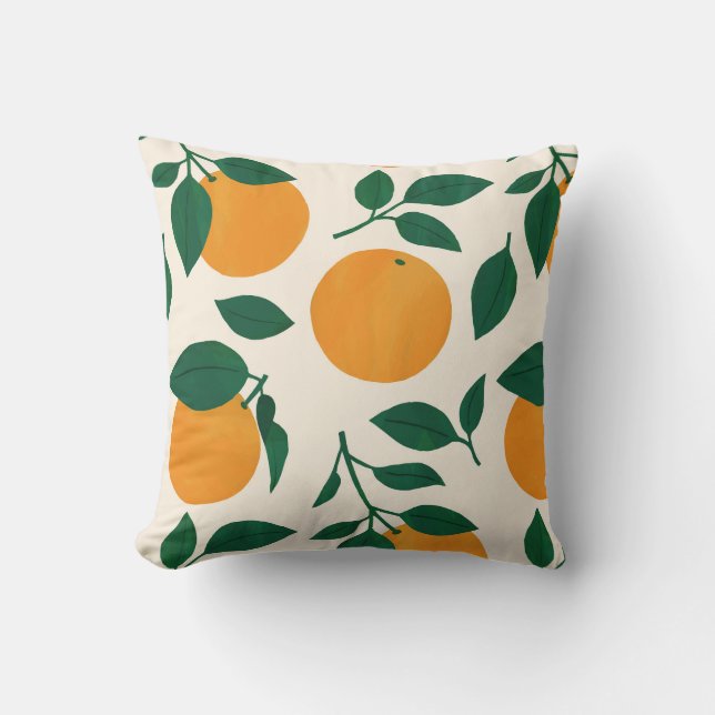 Orange Fruit Pattern Illustration Throw Pillow (Front)