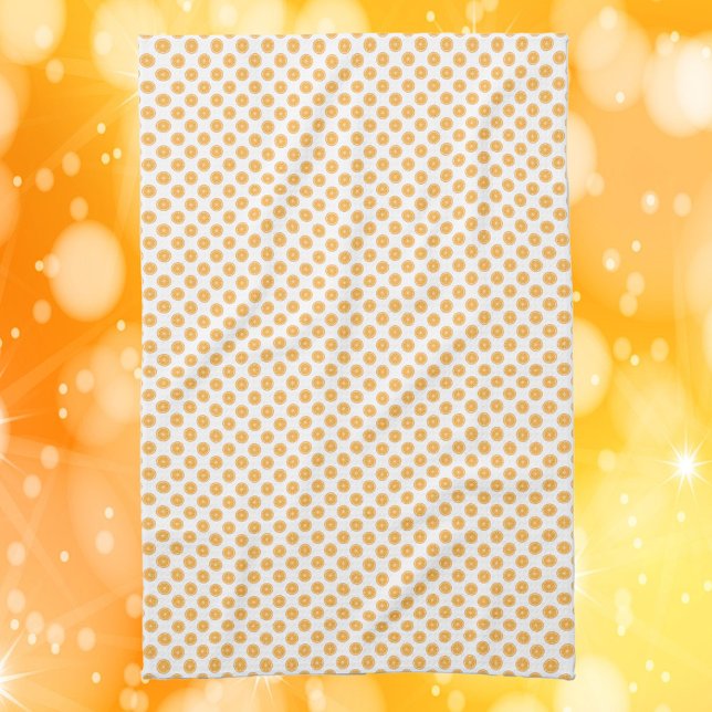 Orange Fruit Pattern Kitchen Towel (A kitchen towel with a pattern of oranges.)