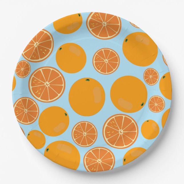 Orange Fruit Pattern Paper Plate (Front)