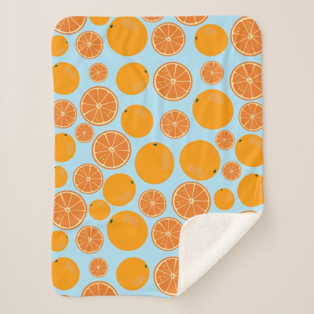 Orange Fruit Pattern Sherpa Blanket (Front)