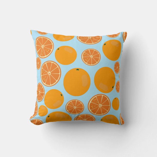 Orange Fruit Pattern Throw Pillow (Front)