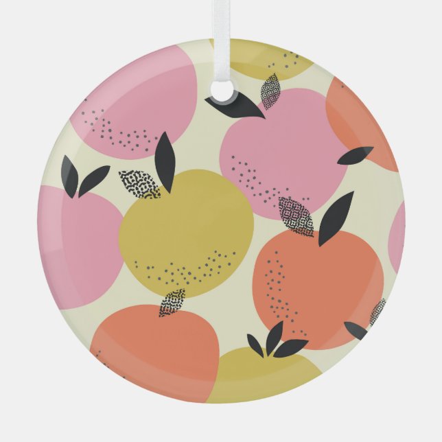 Orange Fruit, Seamless Summer Pattern. Glass Ornament (Front)
