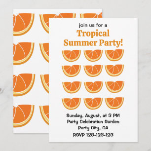 Orange Fruit Slice Tropical Summer Party Invitation