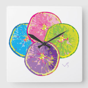 Orange Fruit Slices Pop Art Square Wall Clock
