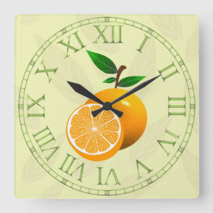 Orange Fruit Square Wall Clock