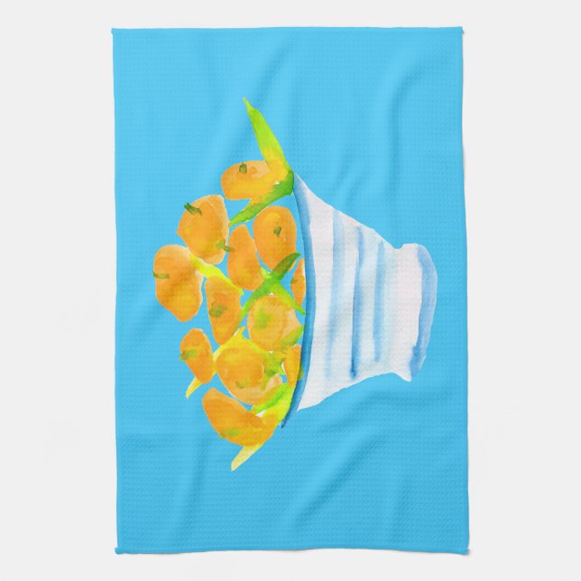 Orange fruit watercolor fruit kitchen towel (Vertical)