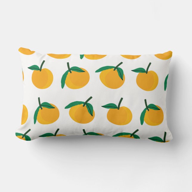 orange fruit with white background seamless patter lumbar pillow (Front)
