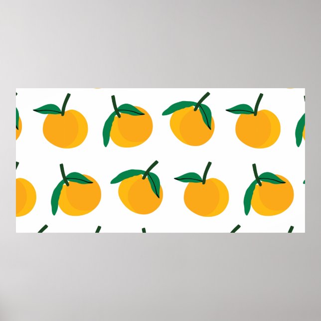 orange fruit with white background seamless patter poster (Front)