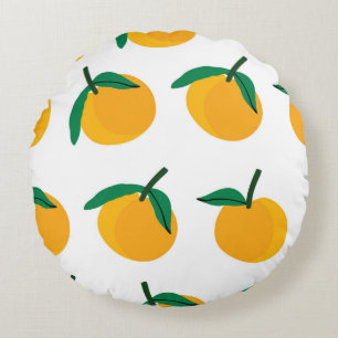 orange fruit with white background seamless patter round pillow