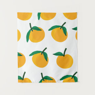 orange fruit with white background seamless patter tapestry