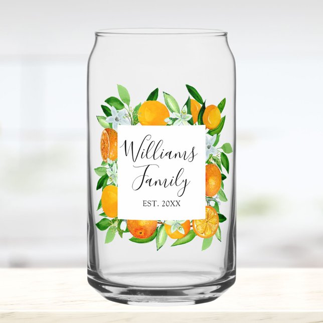 Orange Fruits and Flowers Summer Floral botanical Can Glass (In situ)