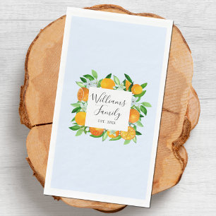 Orange Fruits and Flowers Summer Floral botanical Napkin