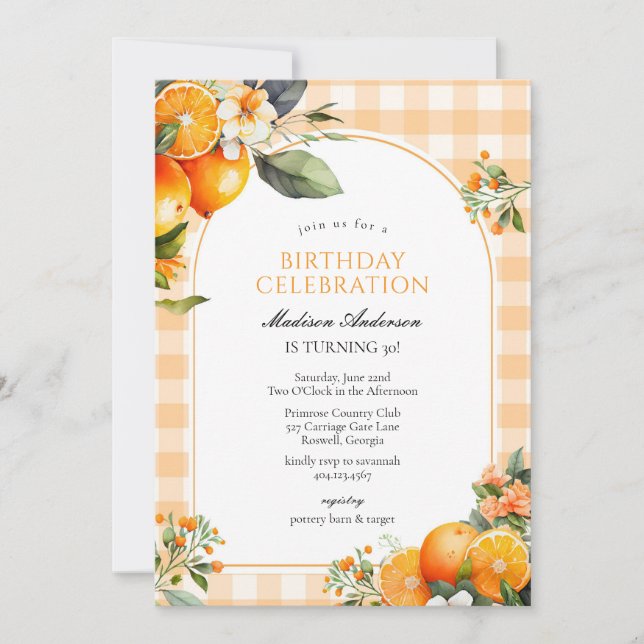 Orange Fruits Birthday Invitation (Front)
