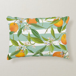 Orange Fruits Floral: Seamless Vintage. Accent Pillow