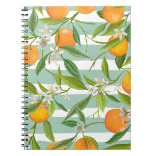 Orange Fruits Floral: Seamless Vintage. Notebook