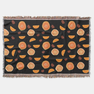 Orange Fruits Slices & Cinnamon Throw Blanket