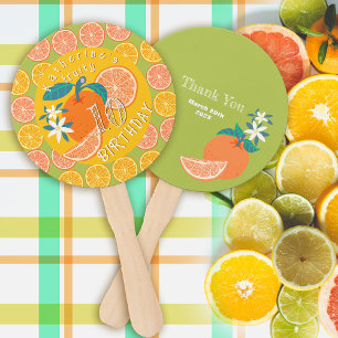 Orange Fruity 10th  Birthday Green Hand Fan