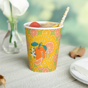 Orange Fruity 10th Birthday Paper Cups