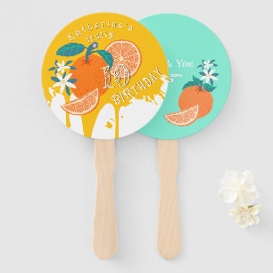 Orange Fruity Birthday Hand Fan