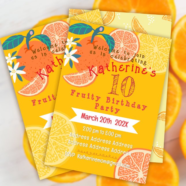 Orange Fruity Birthday Invitation (Orange Fruity Birthday Invitation Card.)