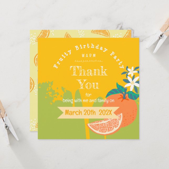 Orange Fruity Birthday Thank You (Front/Back In Situ)