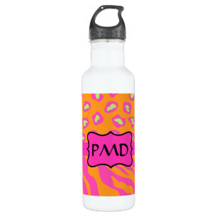 Orange & Fuchsia Pink Zebra & Cheetah Skin Custom 710 Ml Water Bottle