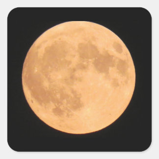 Orange full halloween moon square sticker