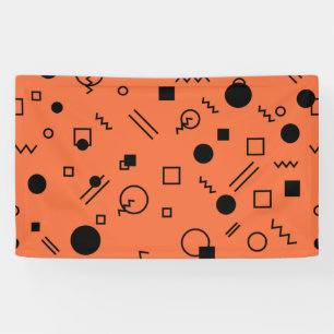 Orange, fun, trendy, geometric Memphis graphic Banner