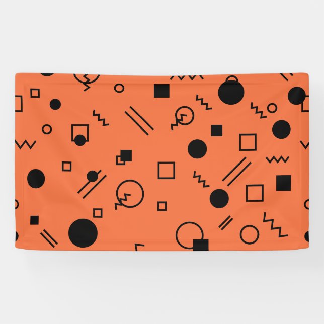 Orange, fun, trendy, geometric Memphis graphic Banner (Horizontal)