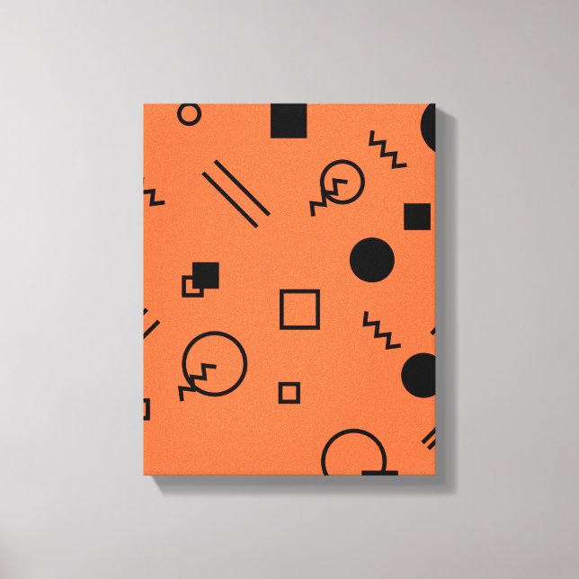 Orange, fun, trendy, geometric Memphis graphic Canvas Print (Front)