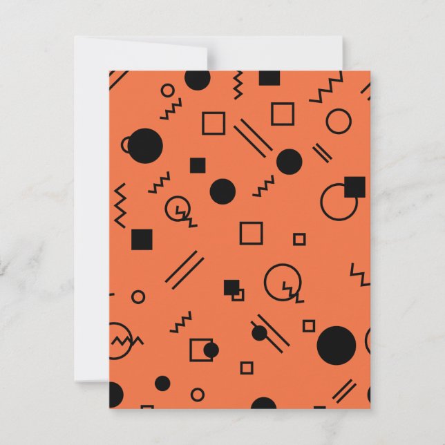 Orange, fun, trendy, geometric Memphis graphic Card (Front)