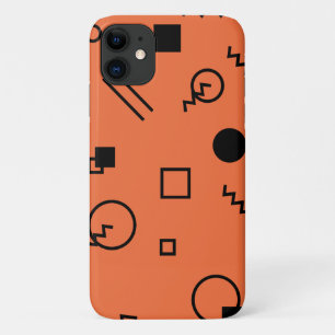 Orange, fun, trendy, geometric Memphis graphic iPhone 11 Case