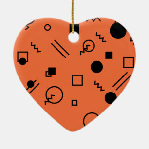 Orange, fun, trendy, geometric Memphis graphic Ceramic Ornament