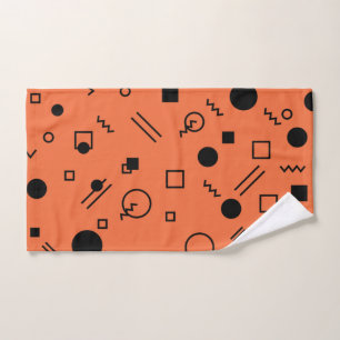Orange, fun, trendy, geometric Memphis graphic Hand Towel