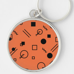 Orange, fun, trendy, geometric Memphis graphic Keychain