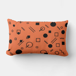 Orange, fun, trendy, geometric Memphis graphic Lumbar Pillow
