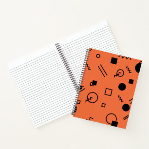 Orange, fun, trendy, geometric Memphis graphic Notebook