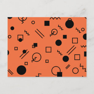 Orange, fun, trendy, geometric Memphis graphic Postcard